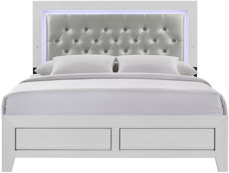 Elements International Belinda Queen Upholstered Panel Bed in White image