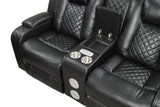 Galaxy Home Benz LED & Power Reclining Loveseat in Black