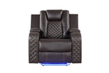 Galaxy Home Benz LED & Power Recliner Chair in Brown image