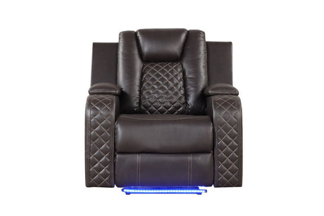 Galaxy Home Benz LED & Power Recliner Chair in Brown image