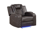 Galaxy Home Benz LED & Power Recliner Chair in Brown