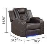 Galaxy Home Benz LED & Power Recliner Chair in Brown