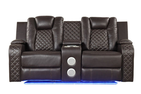 Galaxy Home Benz LED & Power Reclining Loveseat in Brown image