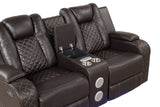 Galaxy Home Benz LED & Power Reclining Loveseat in Brown