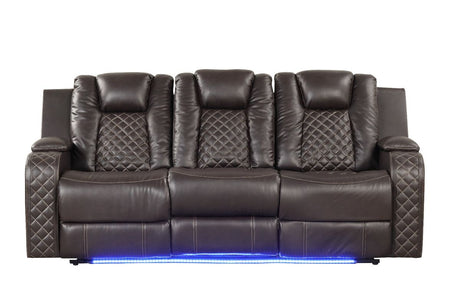 Galaxy Home Benz LED & Power Reclining Sofa in Brown image