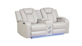 Galaxy Home Benz LED & Power Reclining Loveseat in Ice/ White image