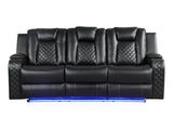 Galaxy Home Benz LED & Power Reclining Sofa in Black image