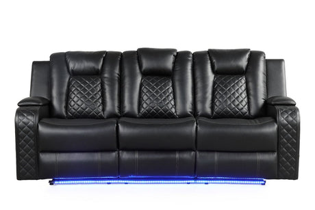 Galaxy Home Benz LED & Power Reclining Sofa in Black image