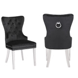Galaxy Home Erica Stainless Steel Legs Dining Chair (Set of 2) in Black image