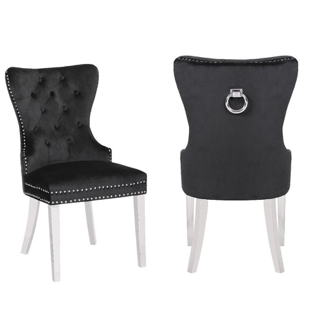 Galaxy Home Erica Stainless Steel Legs Dining Chair (Set of 2) in Black image