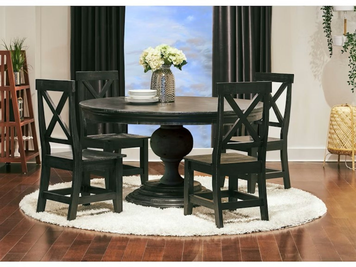 Elements International Britton Wooden Side Chair (Set of 2) in Charcoal