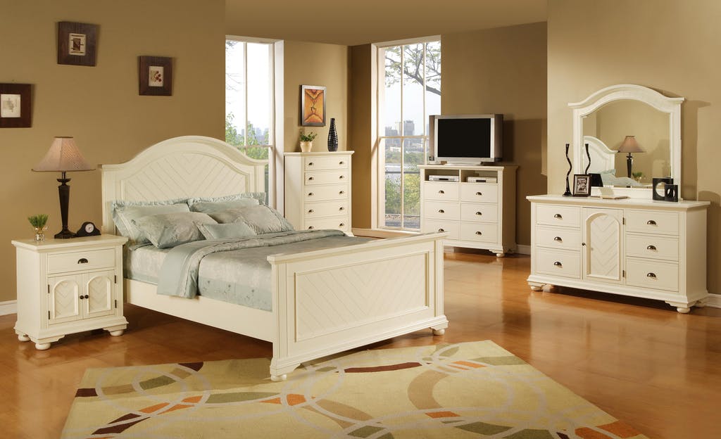 Elements International Brook White Twin Panel Bed in Lacquer White