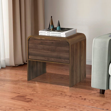 Mara One Drawer End Table / Bedside Table-Walnut