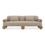 Odette - Modern Beige Fabric + White Burl Sofa