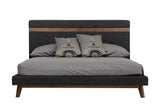 Dali Mid-Century Grey Fabric & Walnut Bed