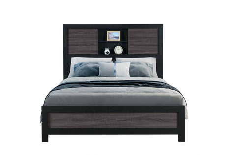 Lisbon Grey/Black Bookcase Bed