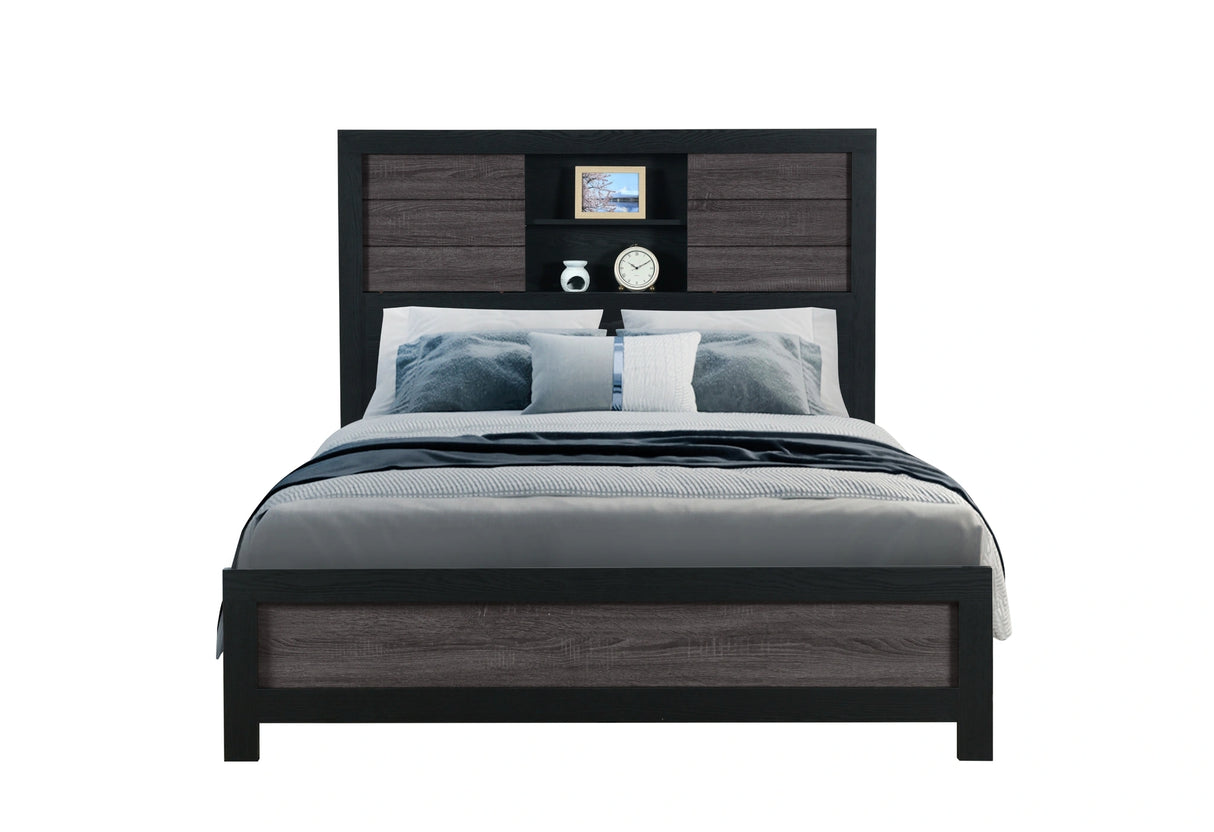 Lisbon Grey/Black Bookcase Bed