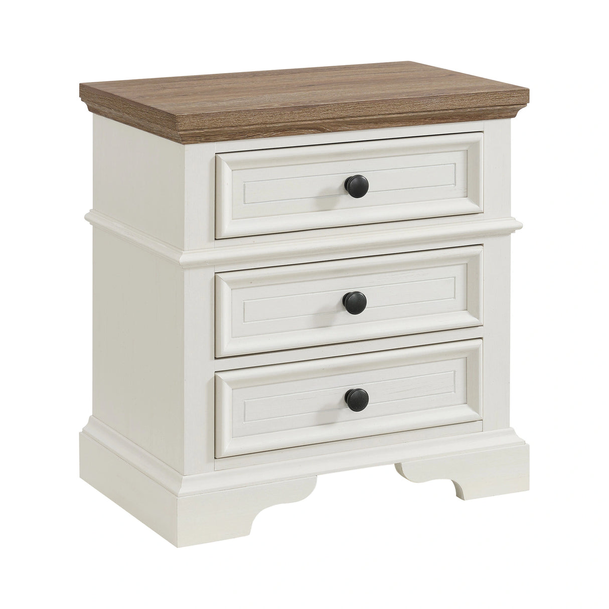 Eastwood Youth 3-Drawer Nightstand in Brown and Off-White