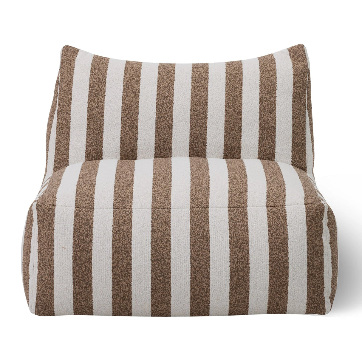 Lanuza - Outdoor Brown + White Stripe Fabric Armless Sofa Seat