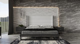 Heloise - Contemporary White Leather & Grey Elm Trim Bed