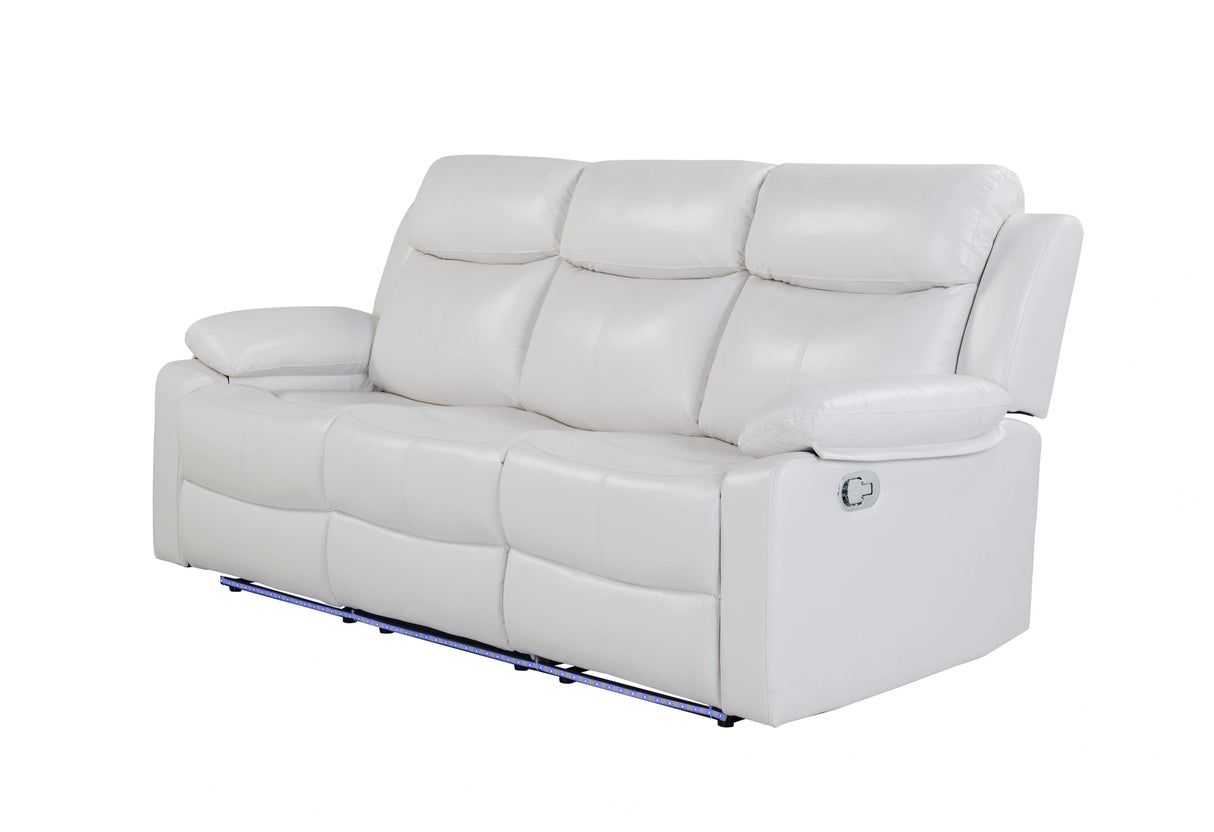 U6026 Blanche White Reclining Sofa with LED