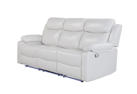 U6026 Blanche White Reclining Sofa with LED