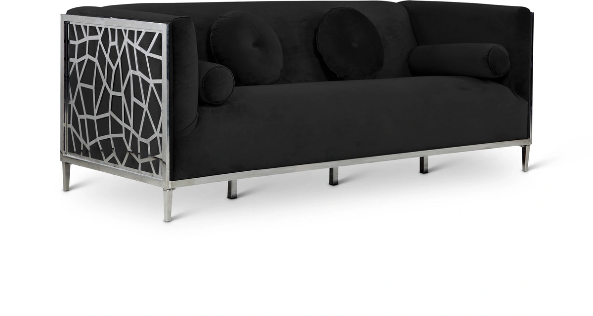 Opal Black Velvet Sofa