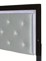 Crown Mark Furniture Jaylen King Upholstered Panel Bed in Black