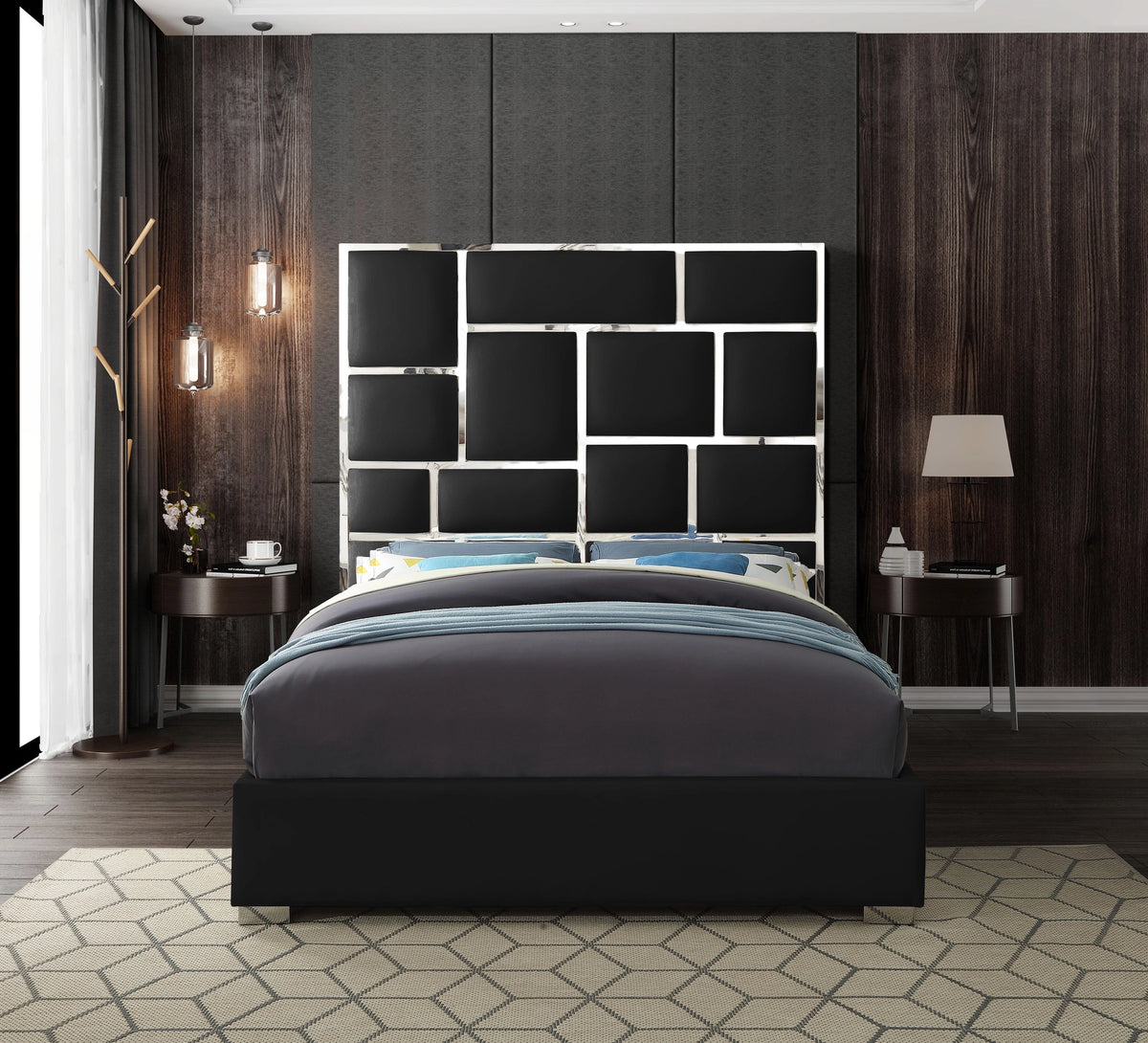 Milan Black Faux Leather King Bed
