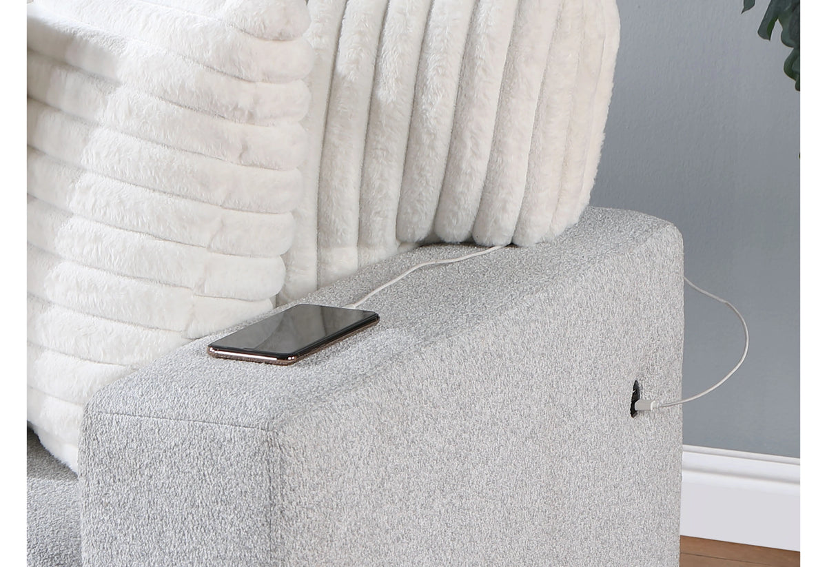 U0204 Light Grey/White Reversible Pull Out Sofa Bed