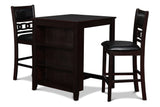Gia 3 Pc 30" Storage Counter Table & 2 Chairs-Ebony