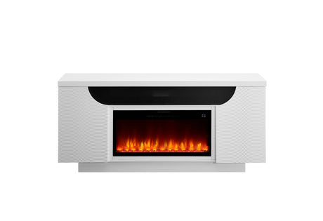 Aileen White 66" Ent Unit with LED, Speakers, Crystal and Pop-Up Doors