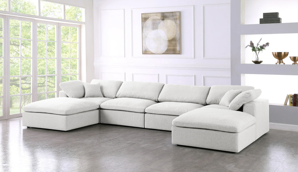 Serene Cream Linen Fabric Deluxe Cloud Modular Sectional