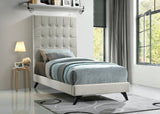 Elly Cream Velvet Twin Bed