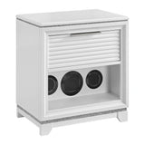 Denmark 1-Drawer Nightstand with Speaker and USB in White