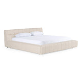 Tyree + Brooklyn - Modern Off-White Fabric + Walnut 4-Piece Bedroom Set