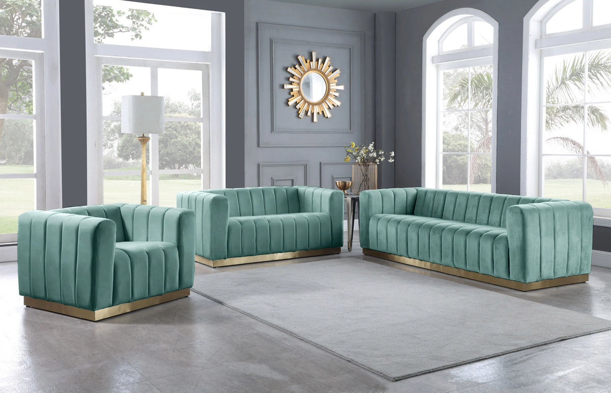 Marlon Mint Velvet Loveseat