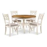 CORI ROUND DINING 5 PC SET-BISQUE/BROWN