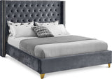 Barolo Grey Velvet Queen Bed