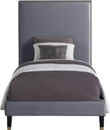 Harlie Grey Velvet Twin Bed