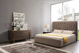 Moontide - Glam Beige Velvet and Brushed Brass 4-Piece Bedroom Set