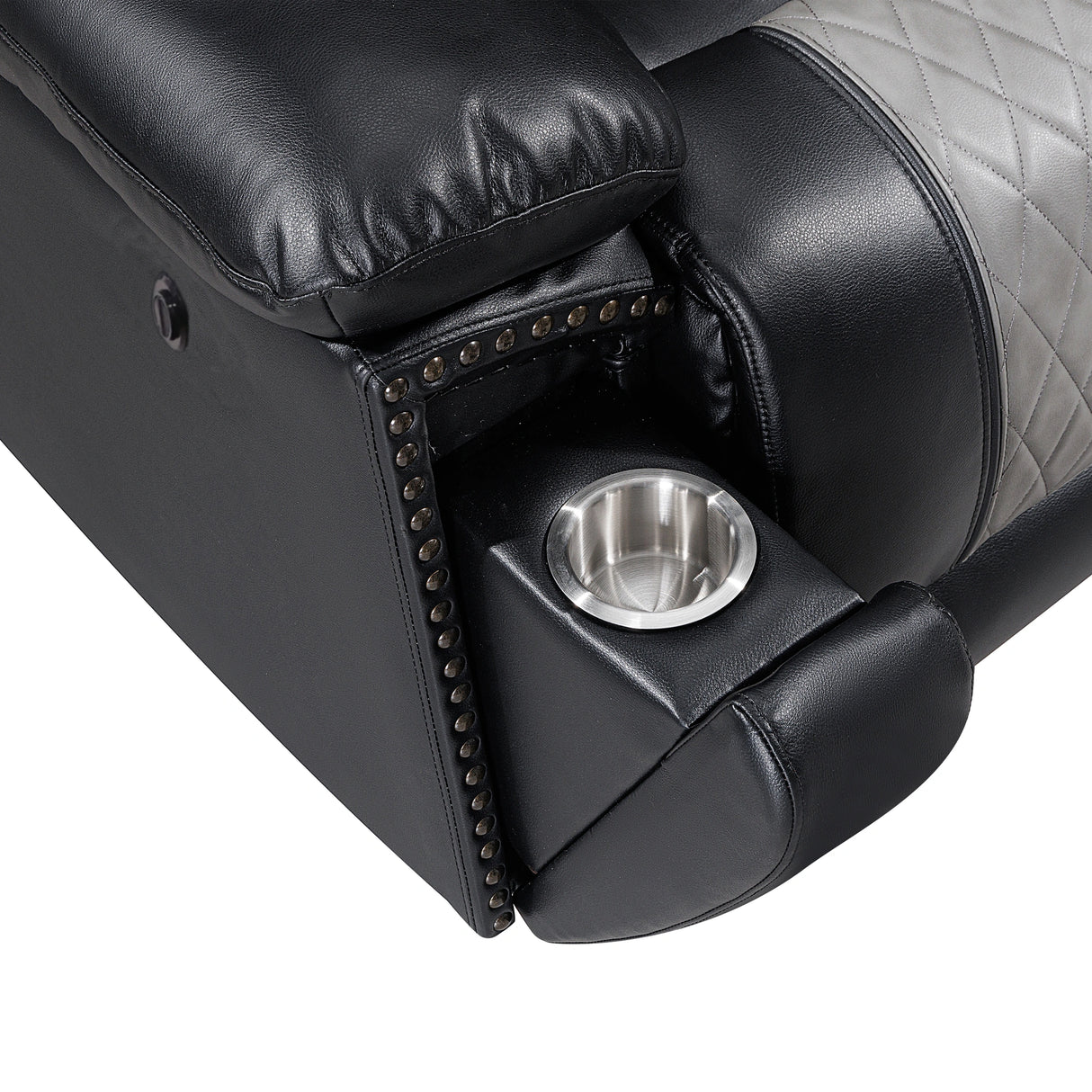 Nikko Console Loveseat W/Pwr Fr-Black/Gray