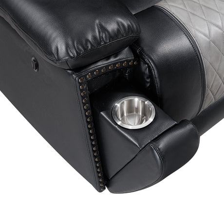 Nikko Console Loveseat W/Pwr Fr-Black/Gray