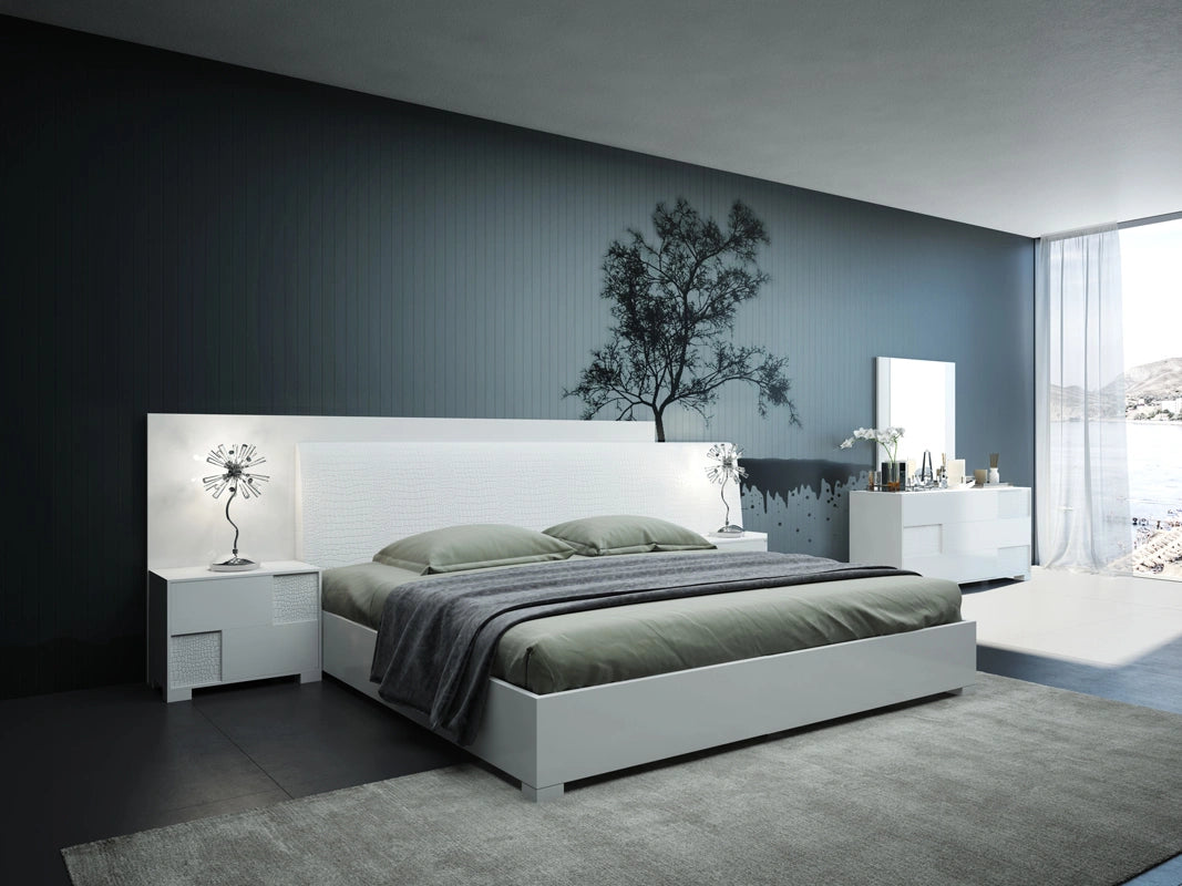 Monza Italian Modern White Bed