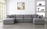 Serene Grey Linen Fabric Deluxe Cloud Modular Sectional