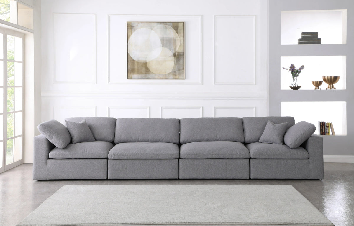 Serene Grey Linen Fabric Deluxe Cloud Modular Sofa