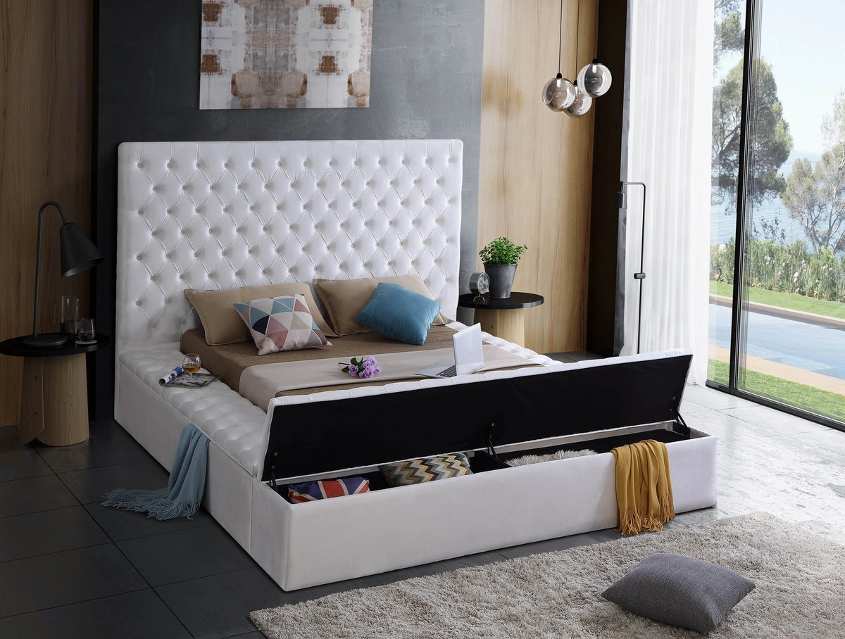 Bliss White Velvet Full Bed (3 Boxes)