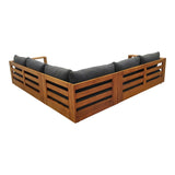 Santorini - Outdoor Grey Olefin Fabric + Natural Teak Sectional Sofa