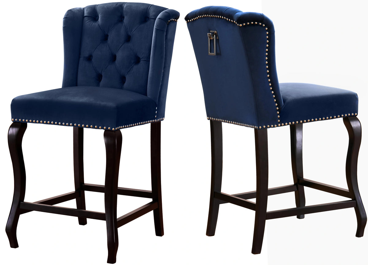 Suri Navy Velvet Stool