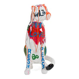 Large Graffiti Leopard - White + Multi-Color Sculpture